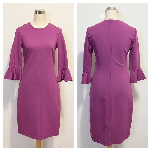 Banana Republic Purple Ponte Flutter Sleeve Career Dress Womens Size 4 - Picture 2 of 10